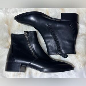 Napoleoni Black Leather Ankle Boots Zip Italy Size 37